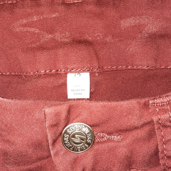 Seven7 High Rise Tummyless Slimming Brick Red Skinny Jeans size 12 EUC - Picture 6 of 11
